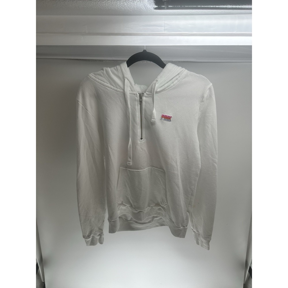 WOMENS VICTORIA'S SECRET LOVE PINK...WHITE HOODED SWEATSHIRT , SIZE LARGE
